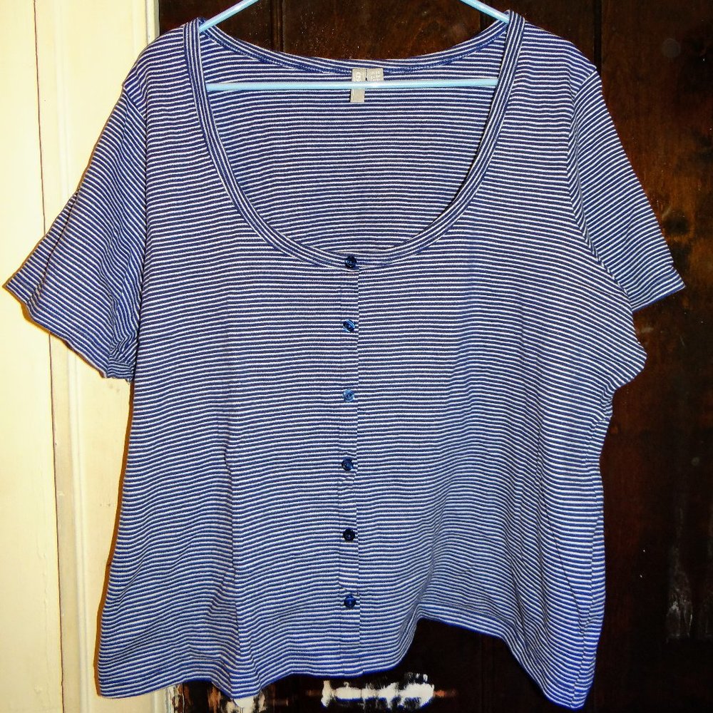 ASOS Curve Top in Stripe with Button Placket